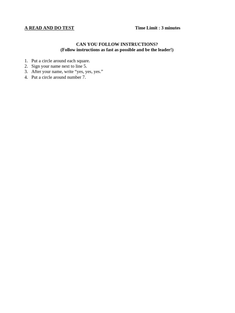 Instruction Following Test Guide | PDF