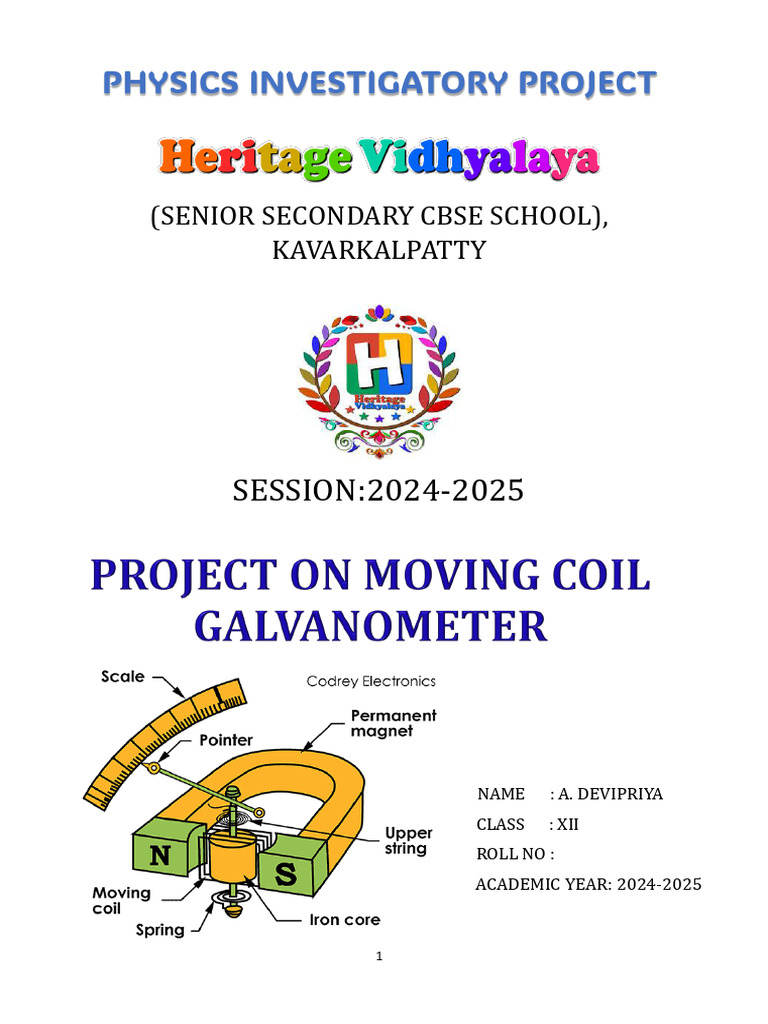 Moving Coil Galvanometer Project Report | PDF | Electrical Engineering ...