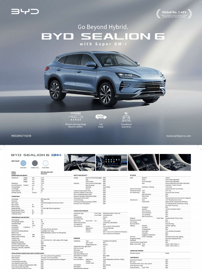Byd Sealion 6 DM I Localized Spec Sheet Fa Eed91b | PDF