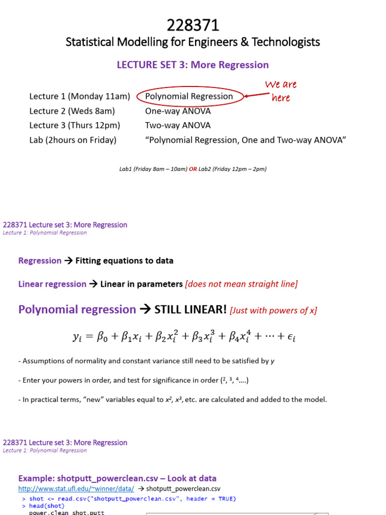 Lecture Notes Week 3 | PDF | Regression Analysis | Analysis Of Variance