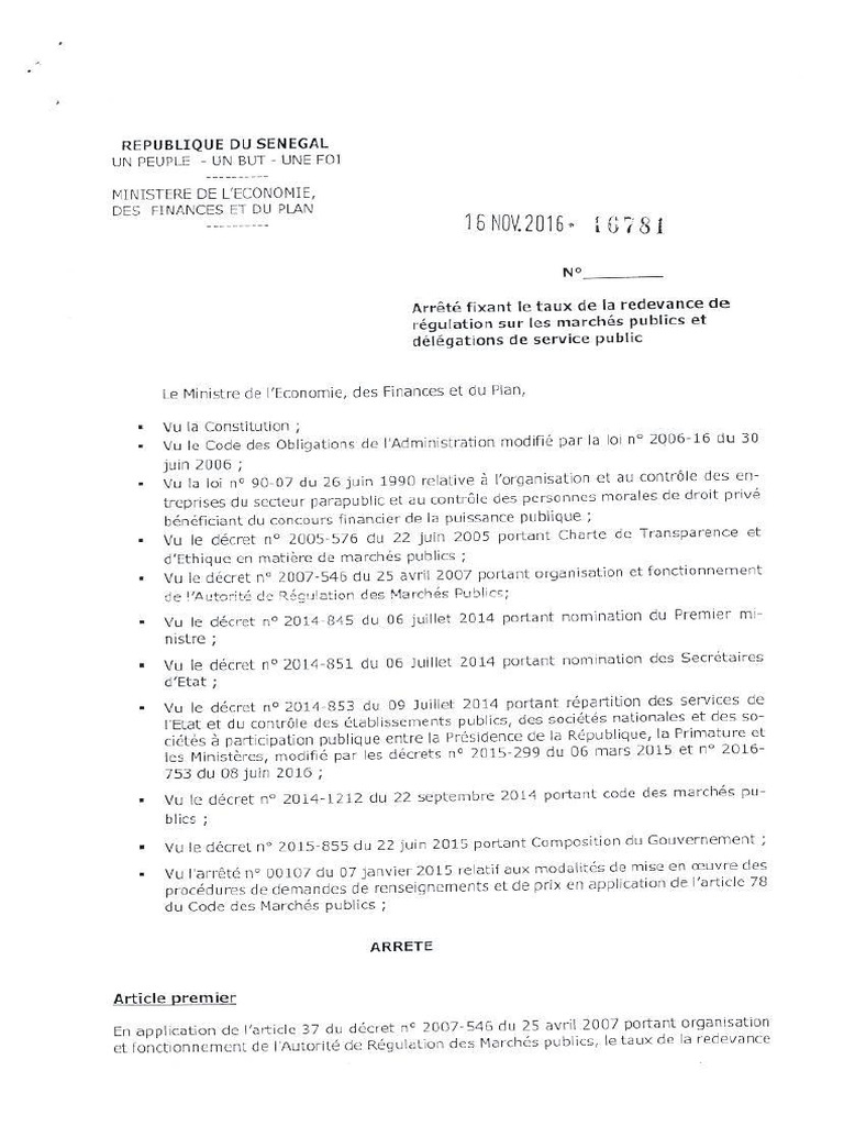 Arreté Fixant Le Taux de Redevance Sur Les MP Et Les DSP | PDF