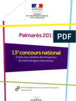 Palmares 2011 Du 13e Concours National D Aide A La Creation D Entreprises de Technologies in Nov Antes 184091