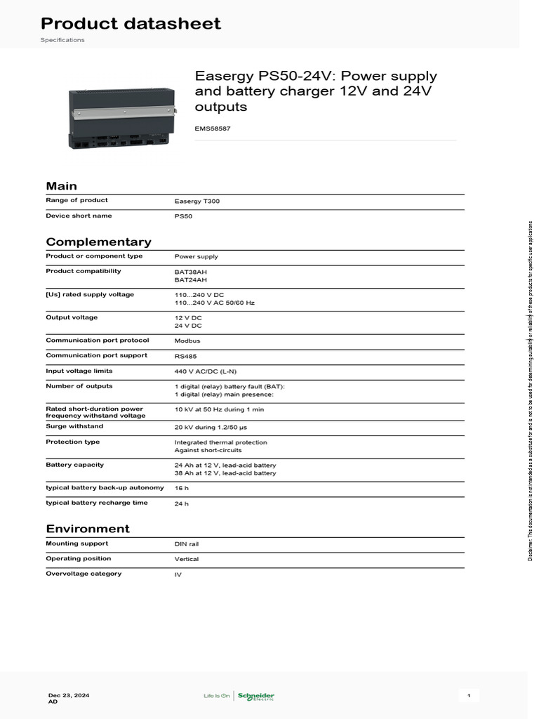 Easergy PS50 Power Supply Overview | PDF | Power Supply | Electrical ...