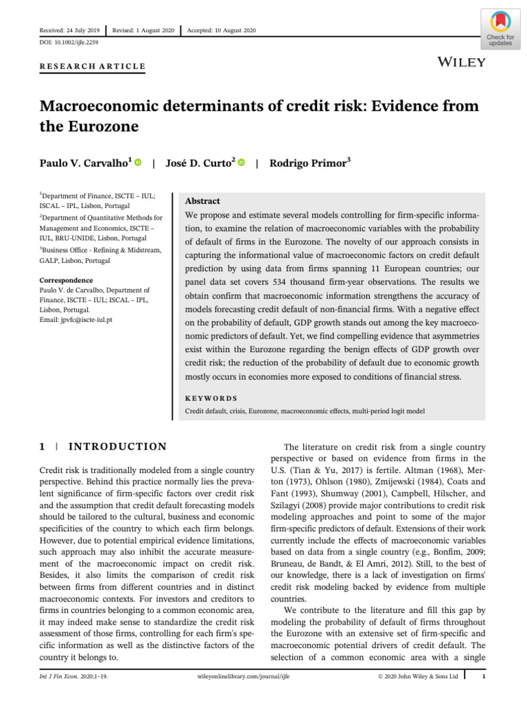 Macroeconomic Determinants of CR Risk - 2020 - Clean | PDF ...