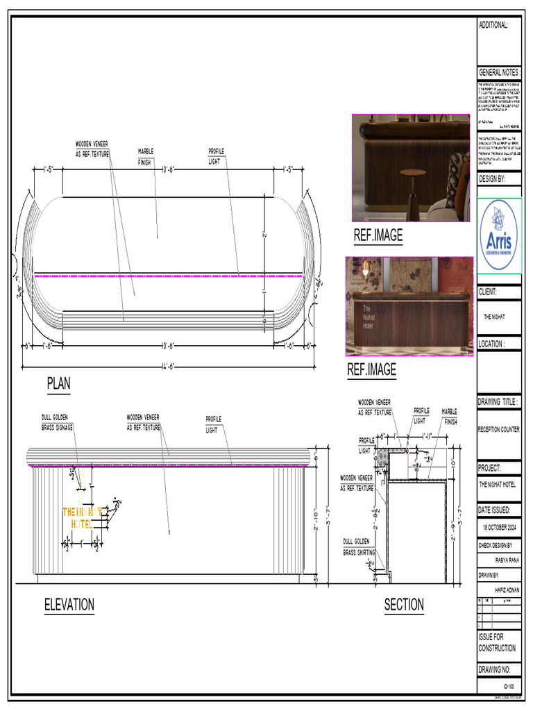 Reception Counter Design Details | PDF