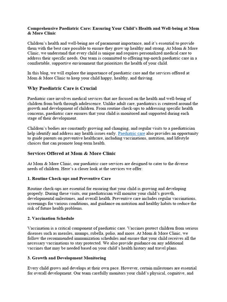 Comprehensive Paediatric Care | PDF | Pediatrics | Vaccines