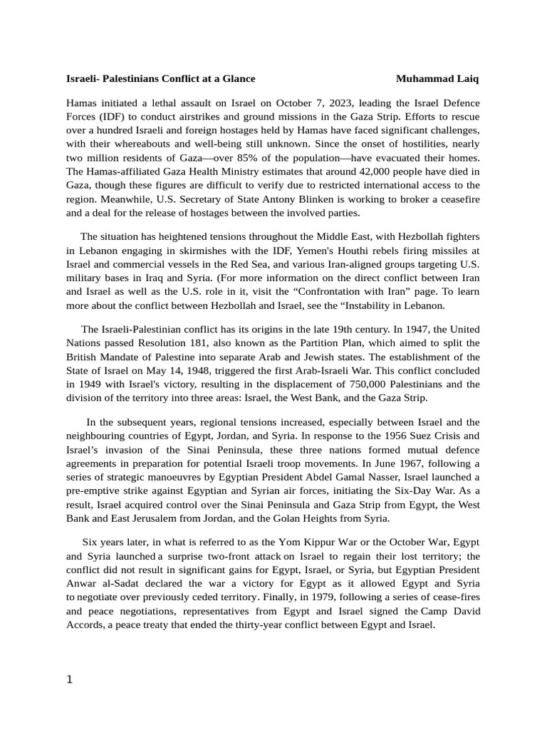 Overview of the Israeli-Palestinian Conflict | PDF | Hamas | Israel