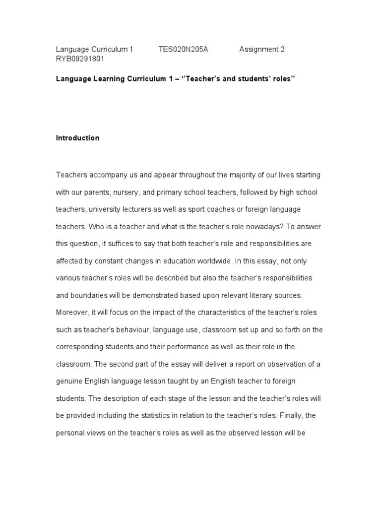 Teacher S Role In Esl Classroom Pdf Language Education Classroom