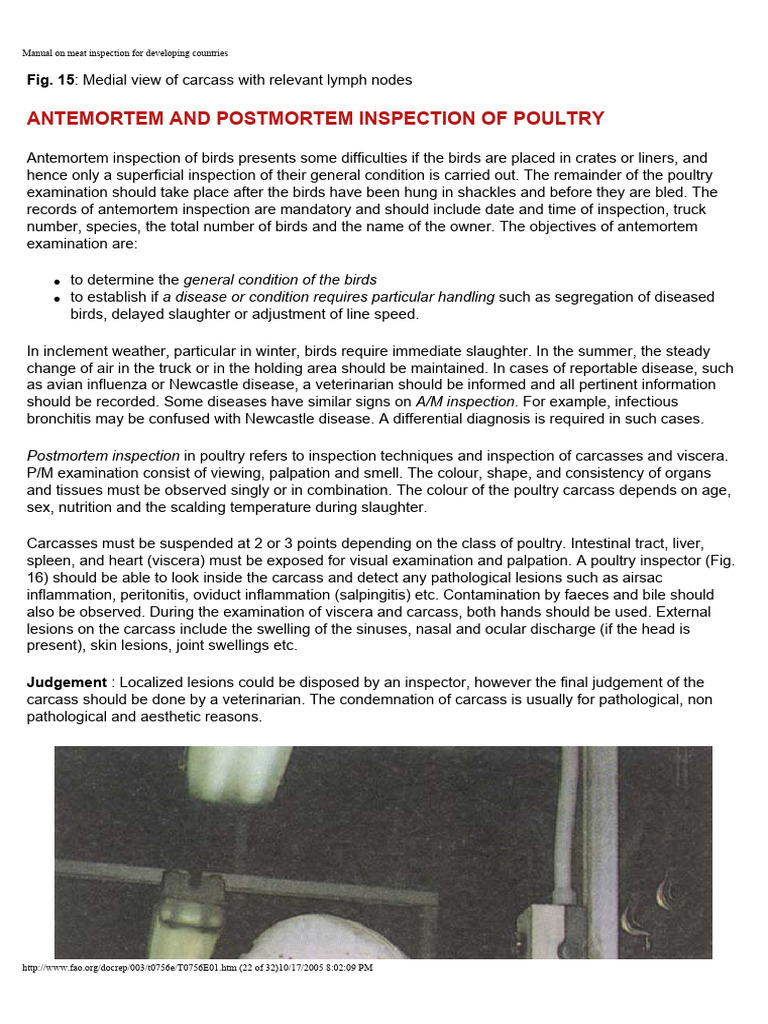 Antemortem and Postmortem Meat Inspection | PDF | Poultry | Clinical ...