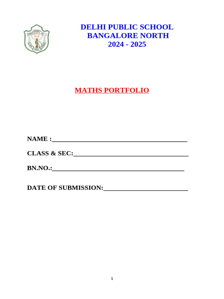 Class 10 Maths Portfolio Template | PDF | Educational Assessment And ...