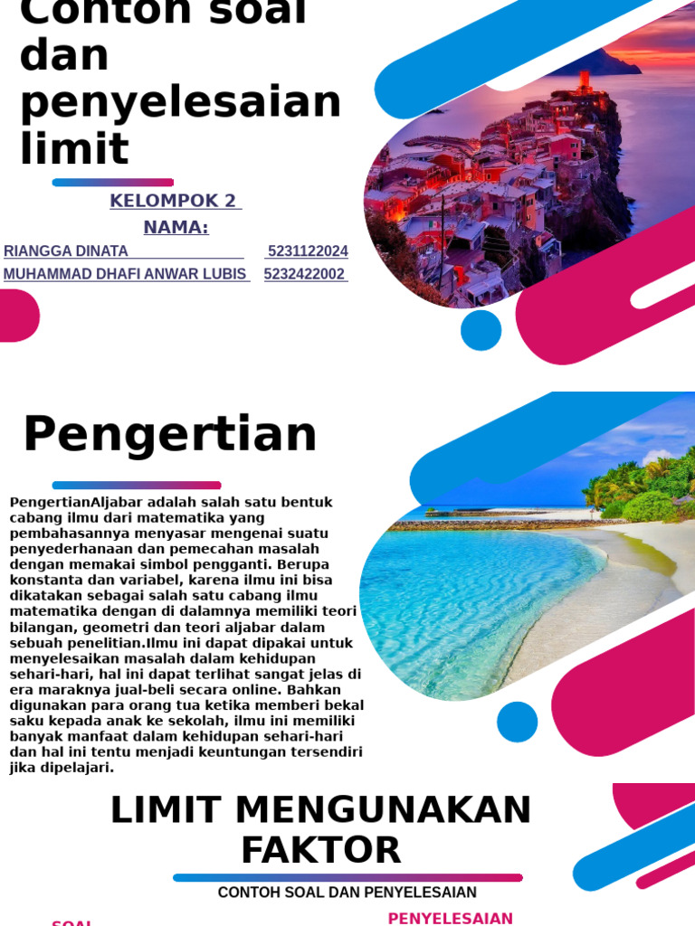 Kelompok 2 Contoh Soal Dan Penyelesaian limit | PDF
