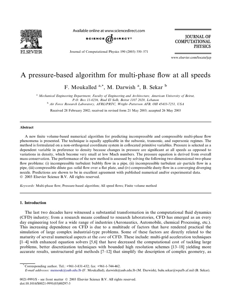 A Pressure-Based Algorithm For Multi-Phase Flow at All Speeds | PDF ...