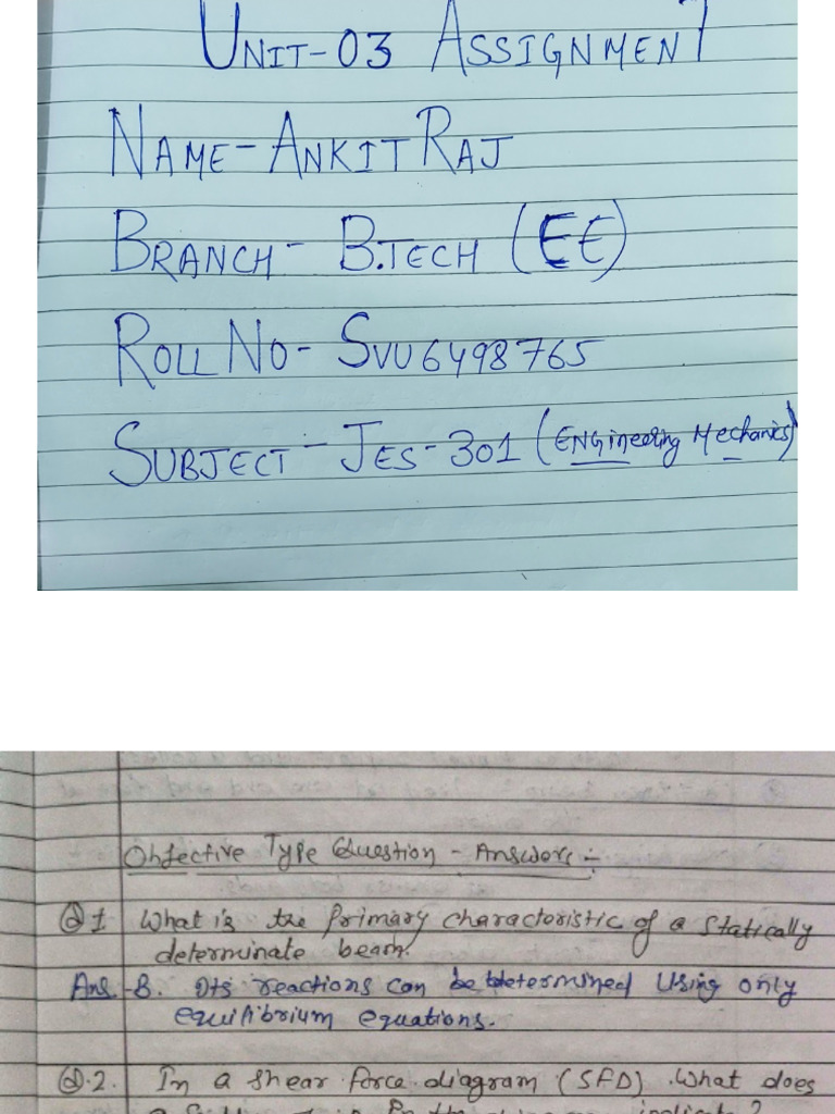 Assignment Unit 3rd Engineering Mechanics Pdf