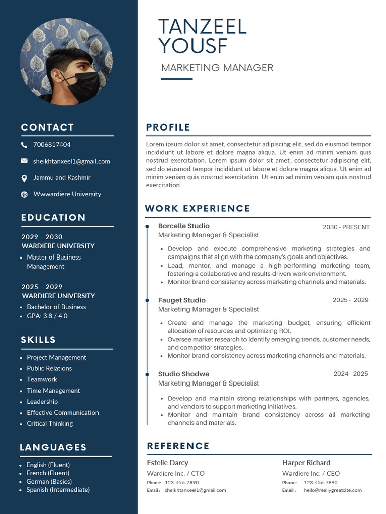 Blue Simple Professional CV Re1 - 0000 | PDF | Marketing | Business