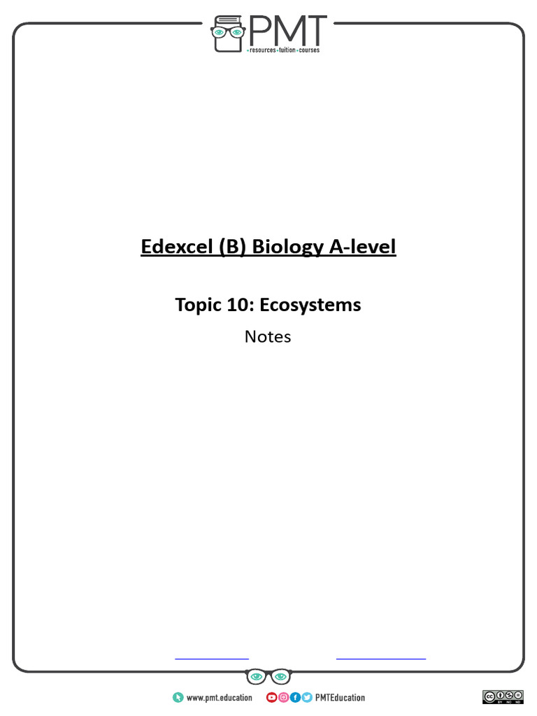 Summary Notes - Topic 10 Ecosystems - Edexcel (B) Biology A Level | PDF ...