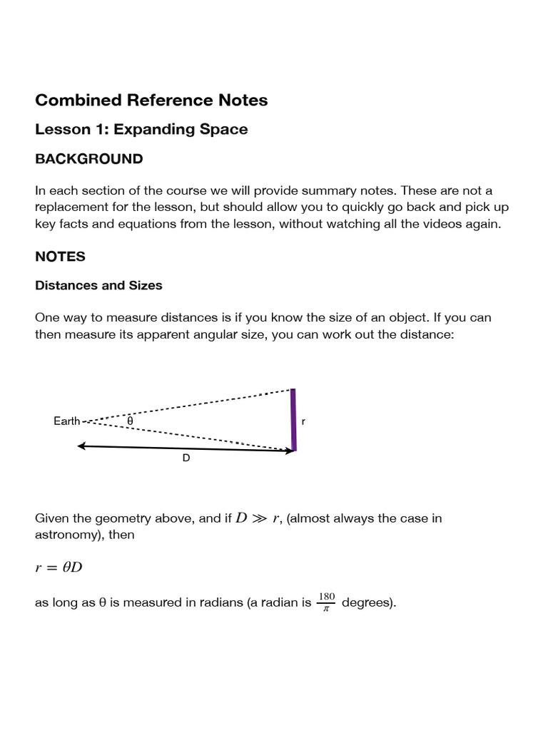 A1_Ref_Notes | PDF | Minute And Second Of Arc | Spectral Line