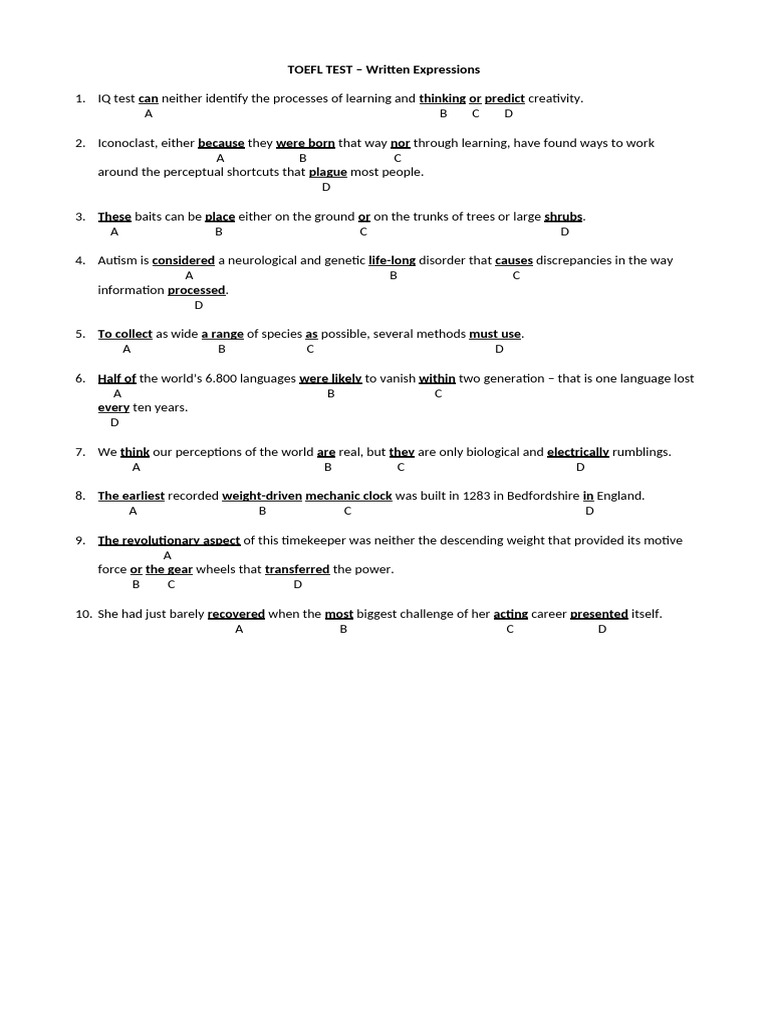 TOEFL Writing Errors and Corrections | PDF