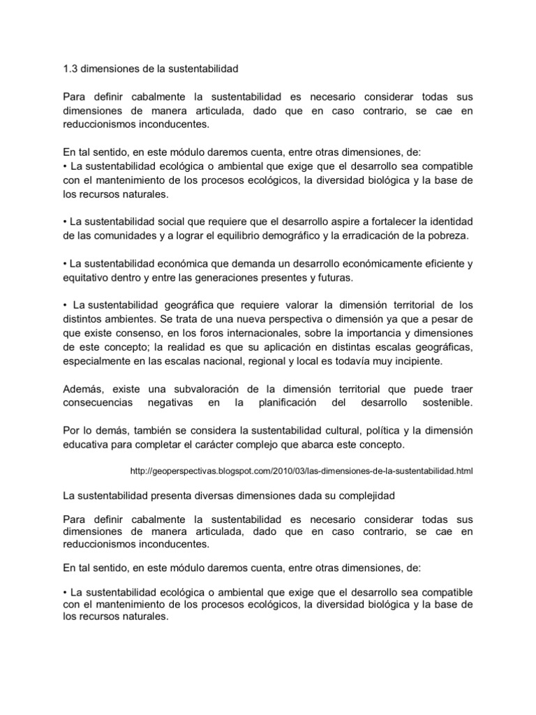 1.3 Dimensiones de La Sustentabilidad Sustentabilidad