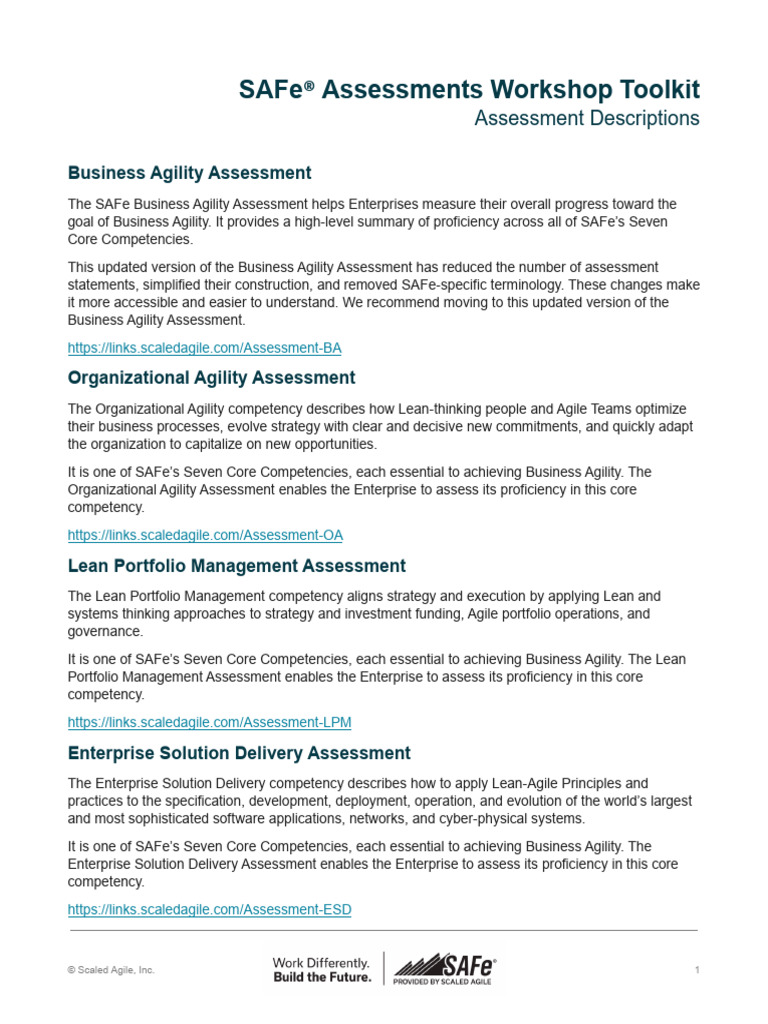 SAFe Assessments for Business Agility | PDF | Agile Software ...