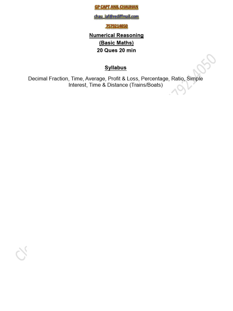 Numerical reasoning pdf odds