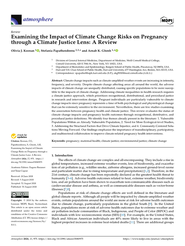 Examining The Impact of Climate Change Risks On Pregnancy Through A ...
