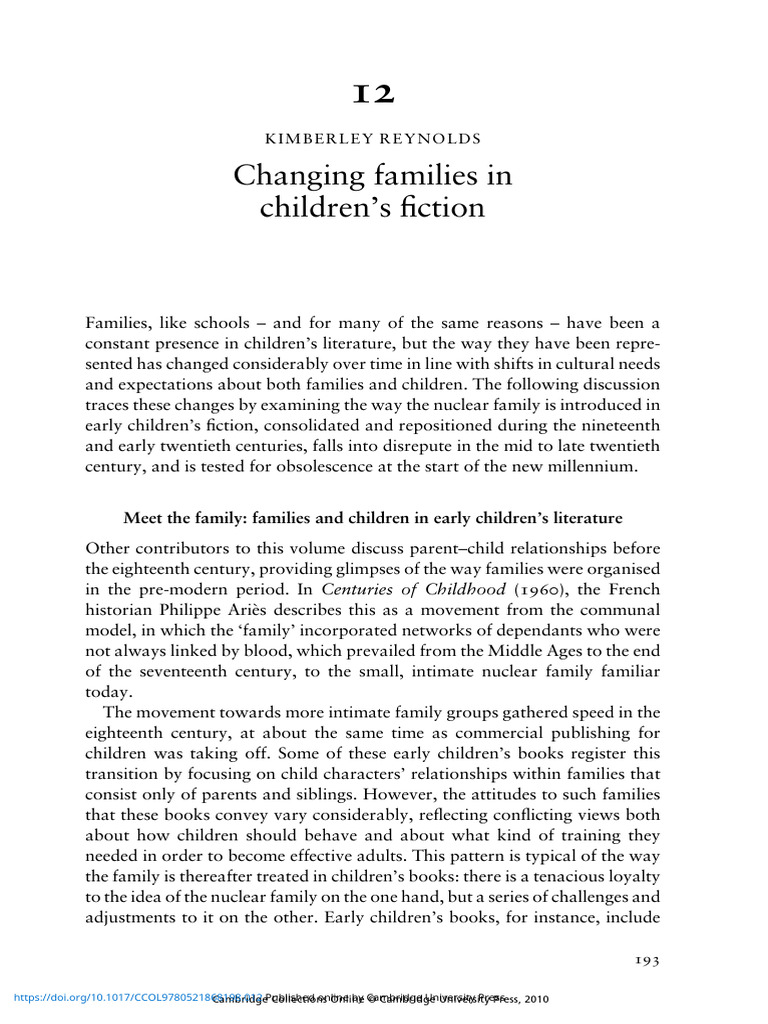 Reynolds 2009 Changing Families in Children's Fiction PDF