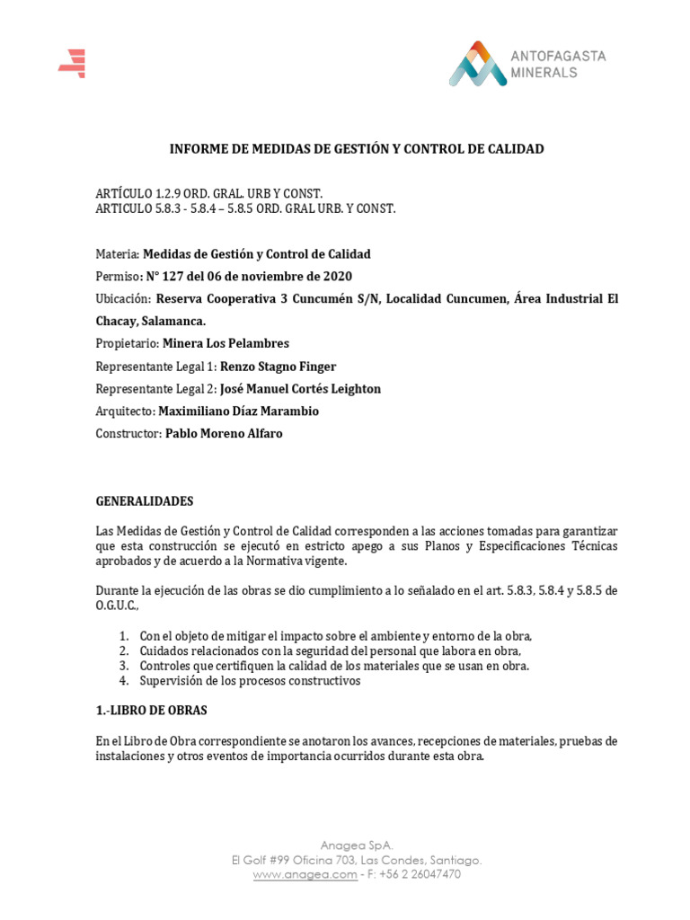 Informe de Medidas de Gestion y Control | PDF