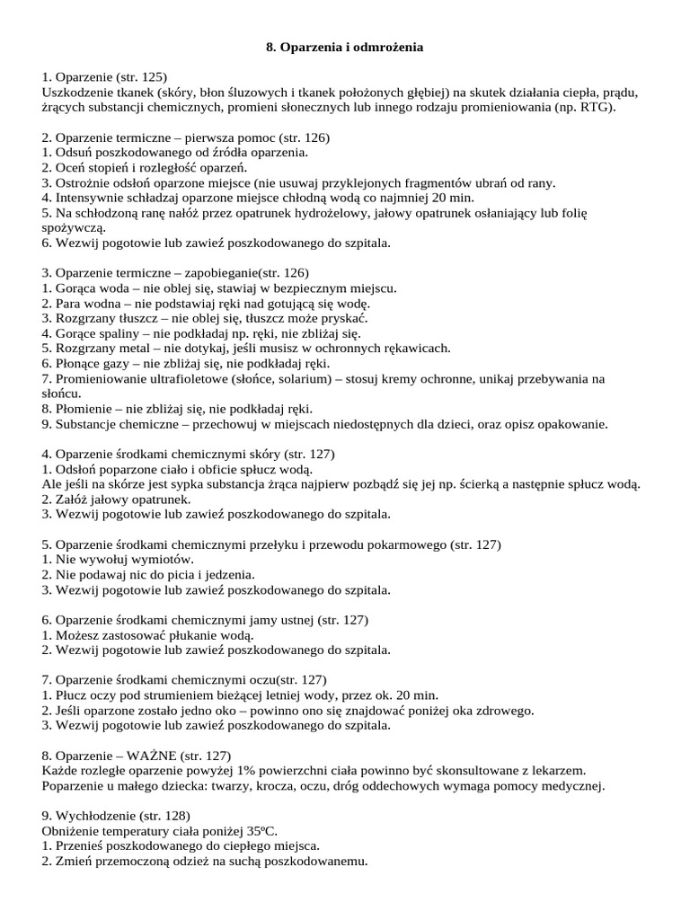 8. Oparzenia i odmrożenia | PDF