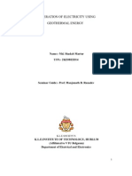 Generation of Electricity Usinggeothermal Energy