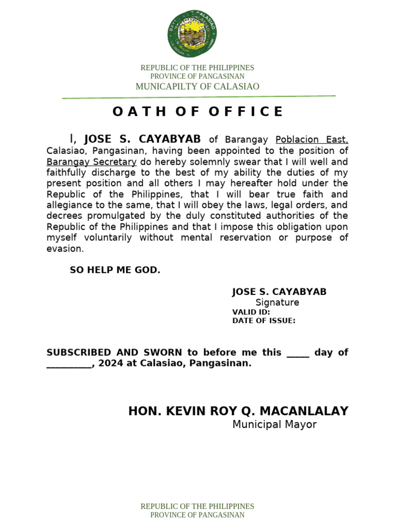 Oath Of Office Pdf Oath Of Office State Ritual And Ceremonies