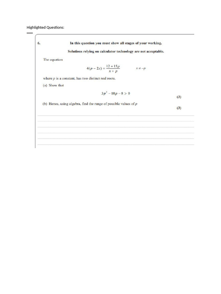 Highlighted Questions | PDF