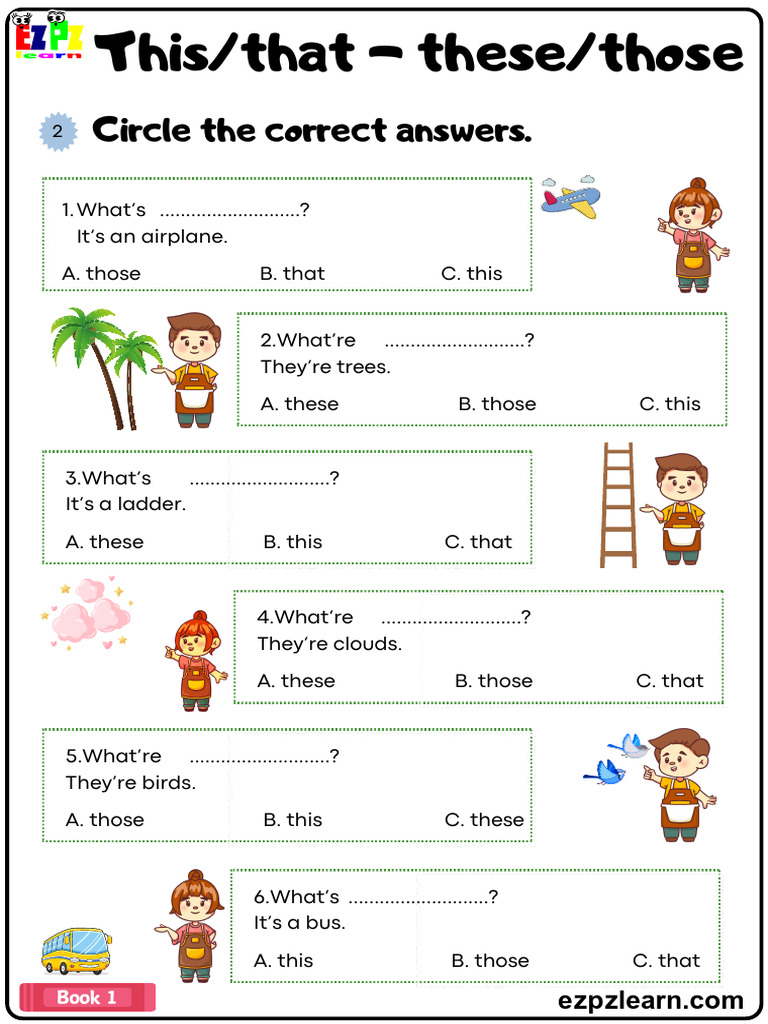 This_That These_Those Circle the Answers and Fill in the Blanks Grammar ...