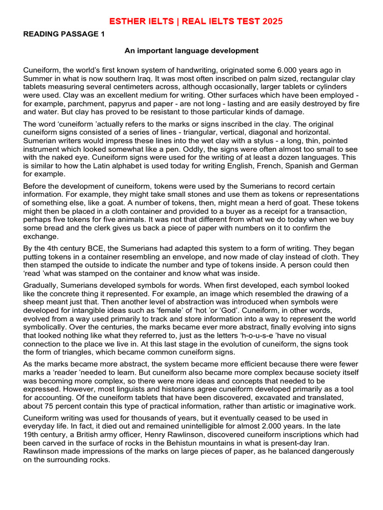 Ielts reading part 1 an important language development pdf