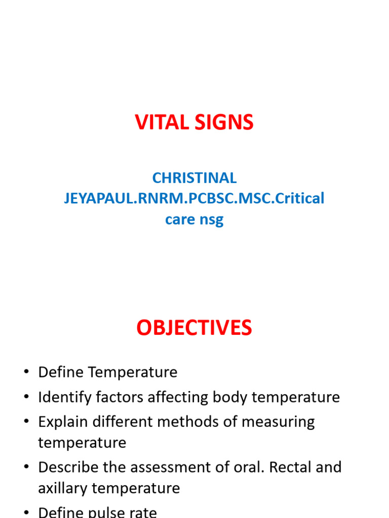 Vital Signs | PDF | Pulse | Thermoregulation