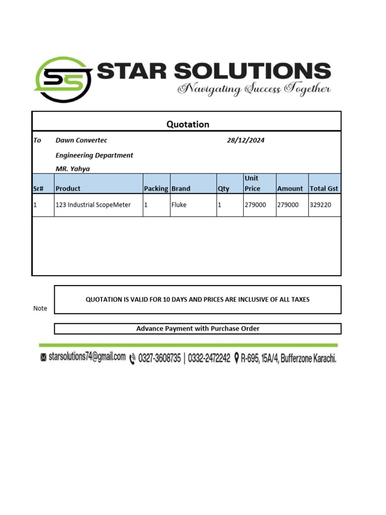 Quotation for Industrial ScopeMeter | PDF