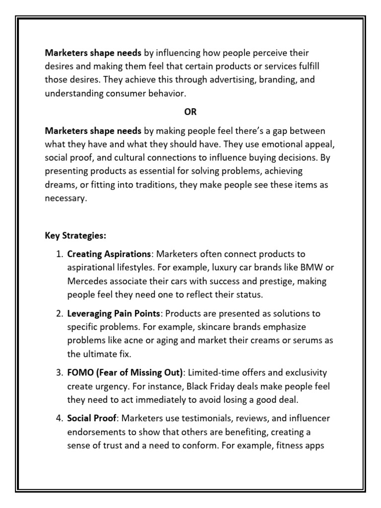 How Marketers Shape Consumer Needs | PDF | Brand | Marketing