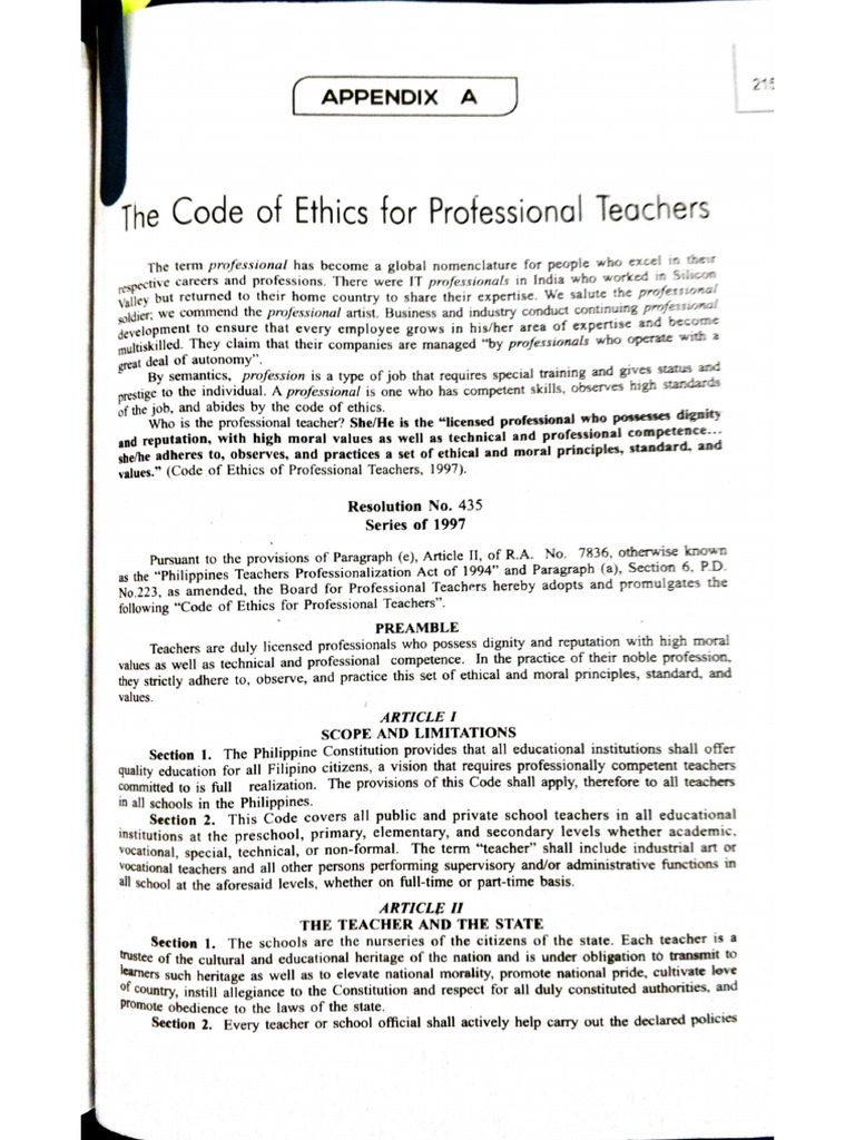 Lesson 6 Code of Ethics for Professional Teachers | PDF