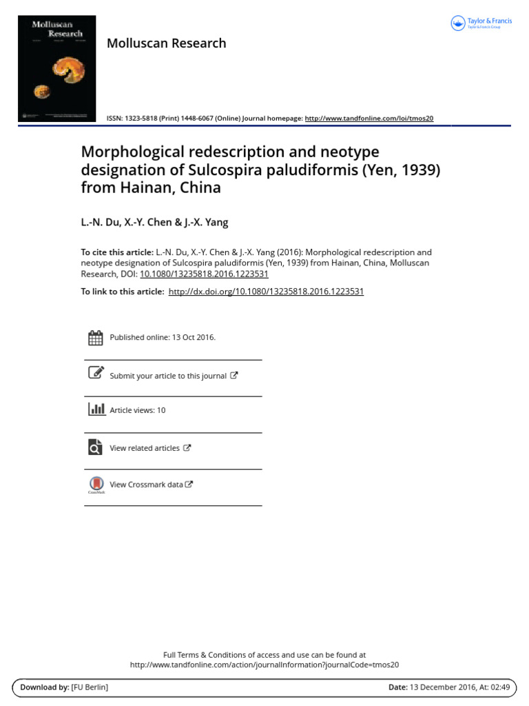 Morphological Redescription and Neotype Designation of Sulcospira | PDF ...