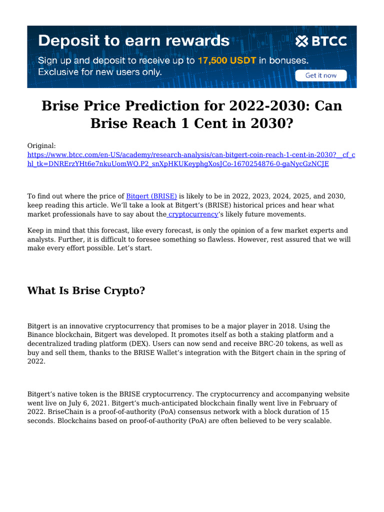 Can Bitgert Coin Reach 1 Cent in 2030 | PDF | Cryptocurrency | Economies