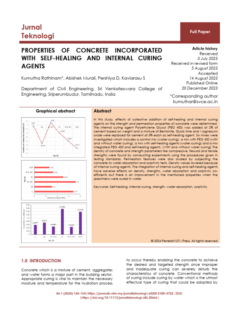 Concrete Self-Healing & Curing Study | PDF | Concrete | Cement