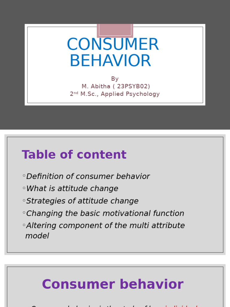 Understanding Consumer Behavior and Attitude Change | PDF | Attitude ...