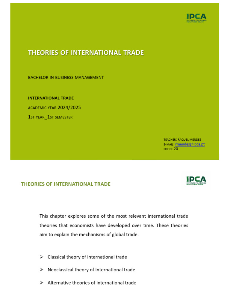 Theories of International Trade Explained | PDF | Mercantilism | Labour ...
