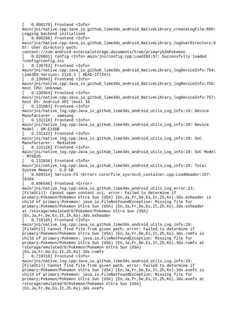 Lime3DS Android Log Analysis | PDF | Computing | Computer Architecture