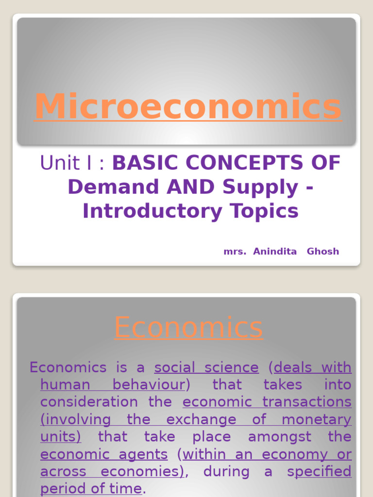 Introduction to Microeconomics Concepts | PDF | Economics | Opportunity ...