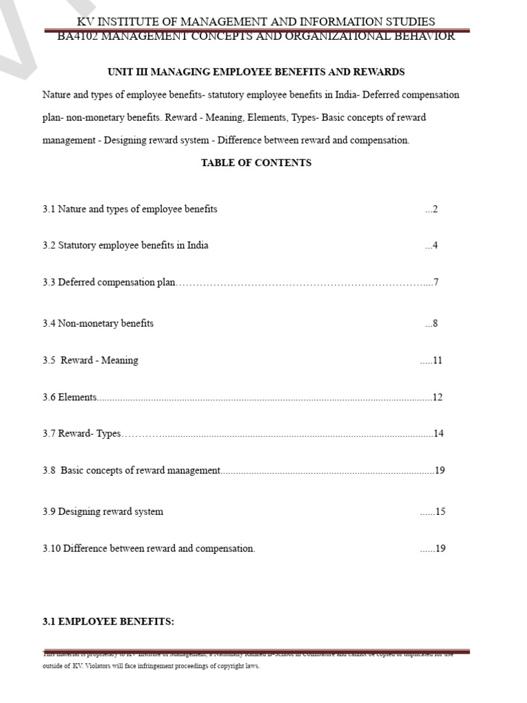 Unit III -Racm.doc | PDF | Employment | Employee Benefits