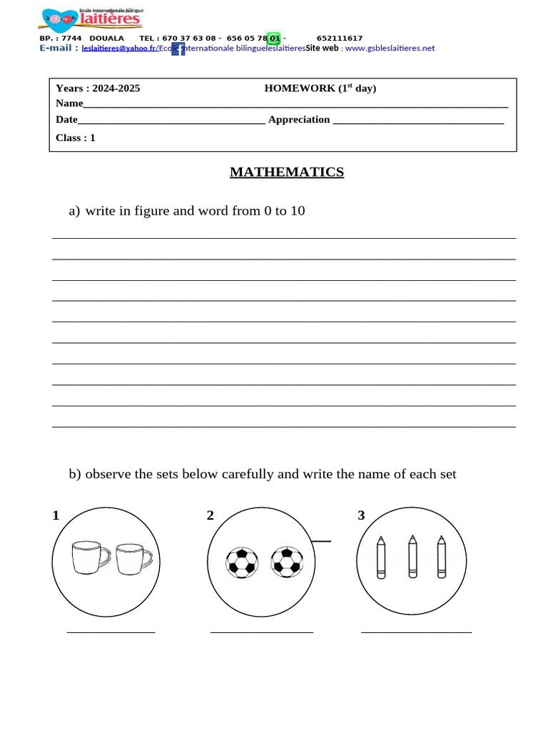Class 1 Homework: Math & English Activities | PDF | Linguistics