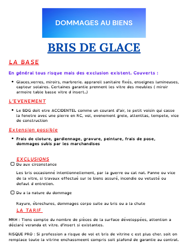 Assurance Bris de Glace : Couvertures et Exclusions | PDF