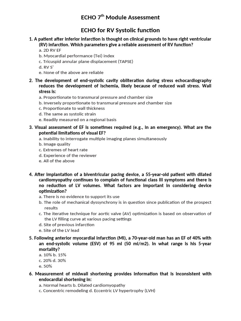 ECHO RV Systolic Function Assessment Guide | PDF | Echocardiography ...