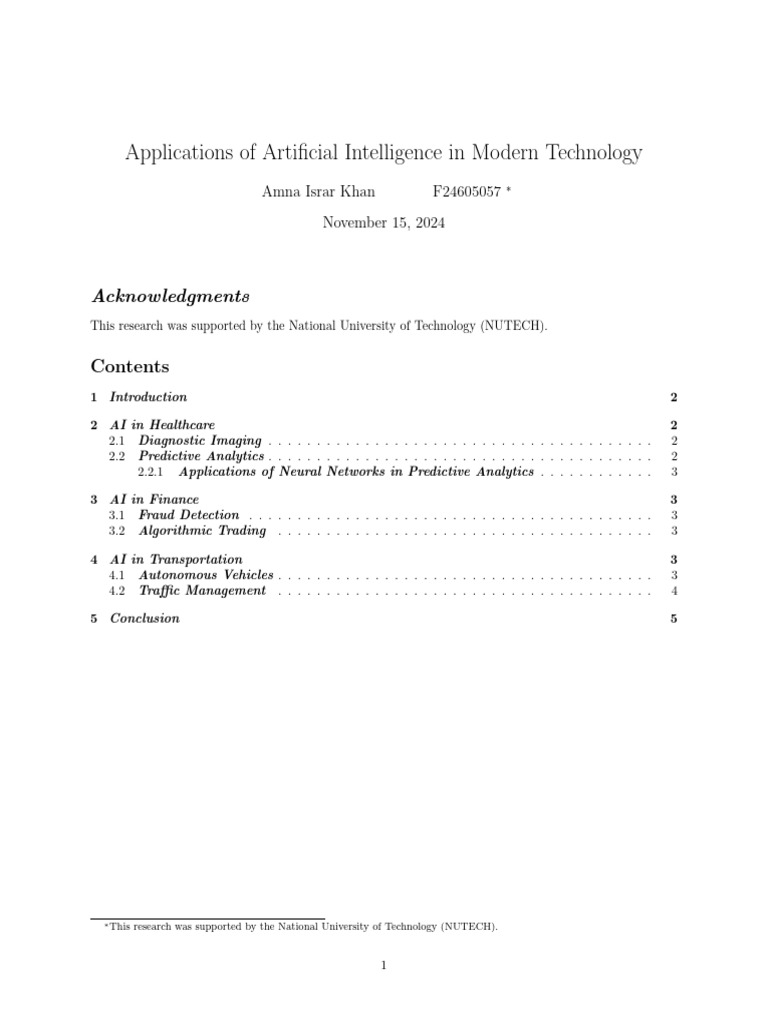 AI Applications in Modern Technology | PDF | Artificial Intelligence ...