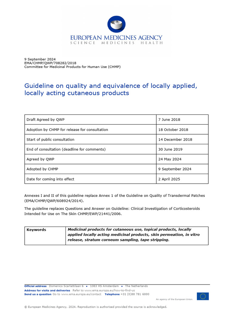 EMA Guideline on Topical Products 2024 | PDF | Topical Medication ...